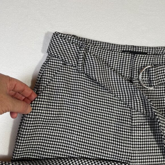 INC Tapered Leg Pants Houndstooth Plaid Black White Silver Metallic Size 4 - Picture 7 of 15